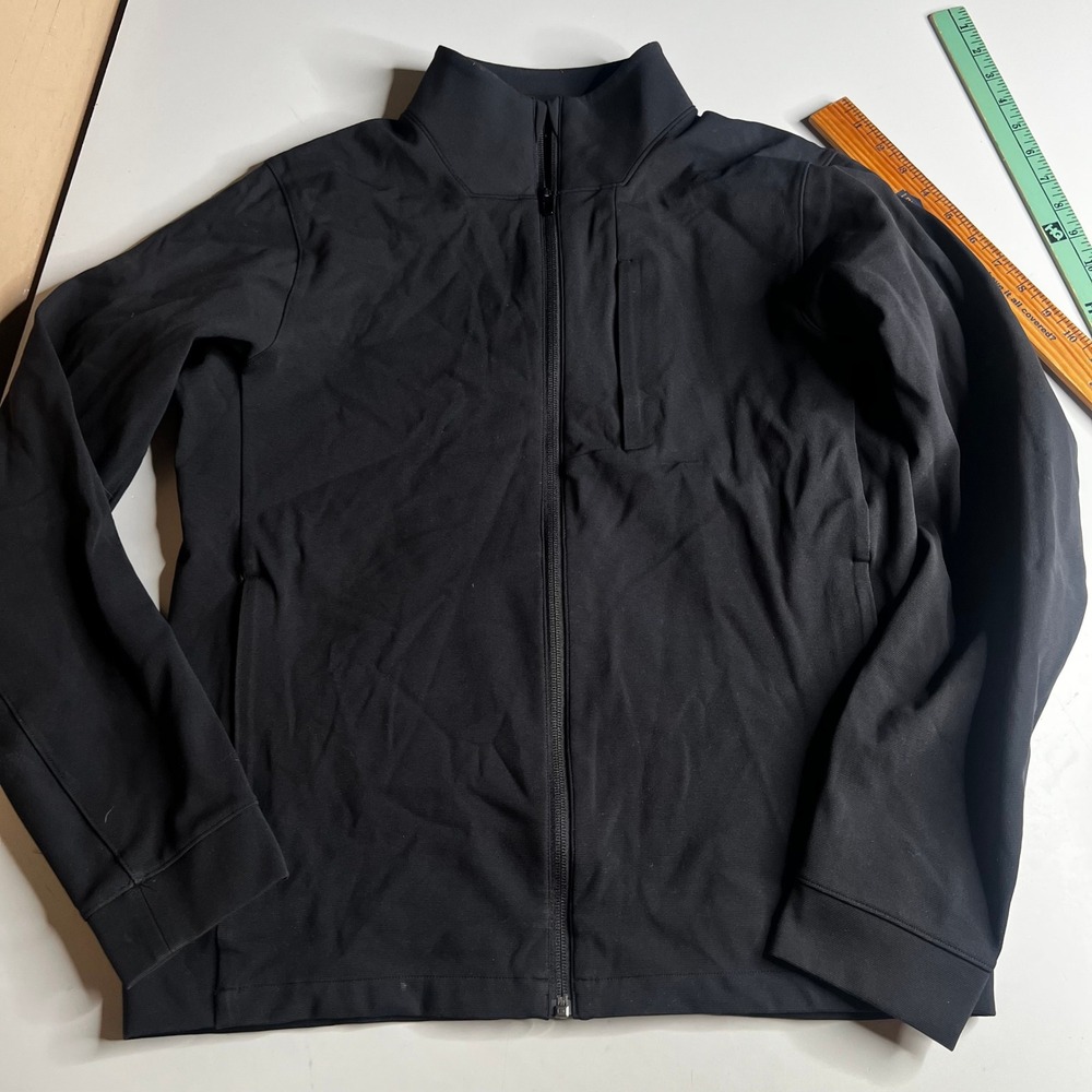 Lululemon Black Full Zip Athletic Jacket with Chest Pocket Women Size 10